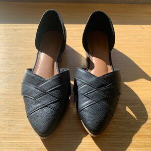 Maurices Black Pointed Toe Flats 9.5 – Crisscross Strap D’Orsay Style